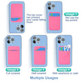 Costyle 4 Pack Slim Cell Phone Card Holder for Back of Phone, Stretchy Lycra Stick on Credit Card Wallet Pocket ID Case Pouch Self Adhesive Sticker for iPhone, Galaxy Phones- Pink Gray Mint Green Rose