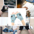 Women's & Men's USB Heated Gloves Knitting Hands Full & Half Heated Fingerless Heating Warmer with Button Washable Design, Mitten Winter Hands Warm Laptop Gloves (Mint)