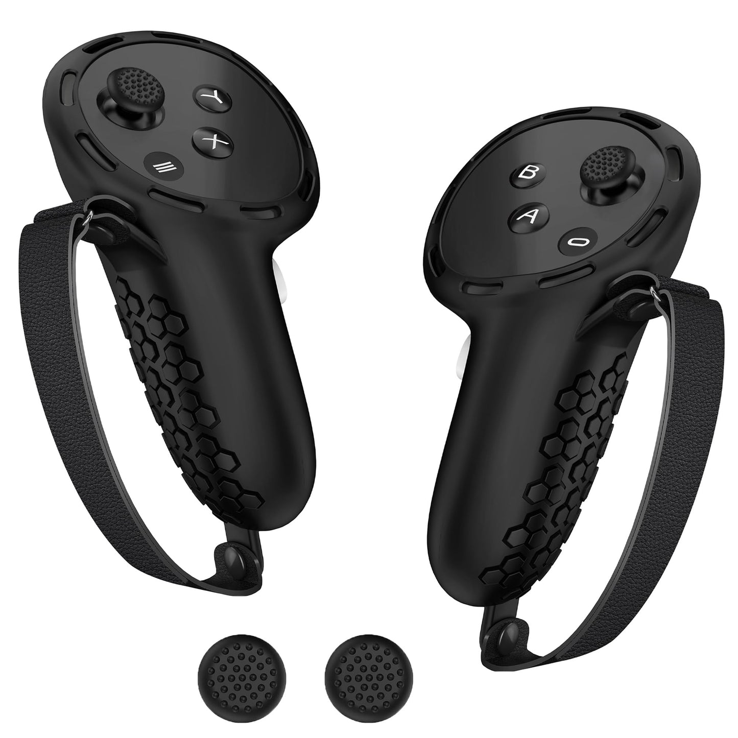 Controller Grip Cover for Quest 3/Quest 3S Accessories DOBEWINGDELOU Silicone Grips Strap Cover Protector with Knuckle Straps Black