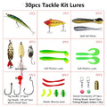 Kit de señuelos de pesca UperUper, cebos y aparejos que incluyen crankbaits, señuelos de superficie, spinnerbaits, gusanos, plantillas, anzuelos, caja de aparejos y más señuelos de pesca para lubina y trucha