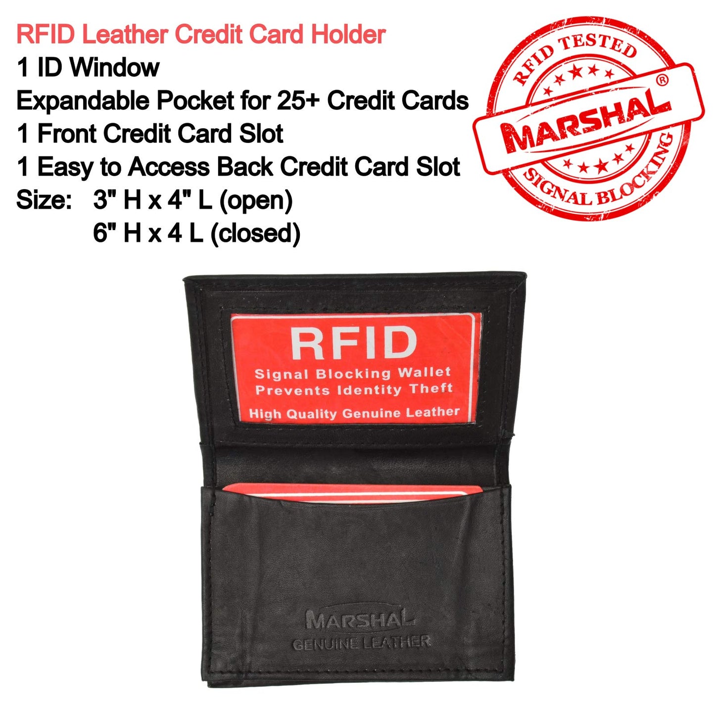 Portefeuille extensible en cuir pour homme avec blocage RFID Marshal®