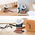 Fintie Plush Lined Eyeglasses Holder with Magnetic Base- Premium Vegan Leather Glasses Stand Case, US Flag