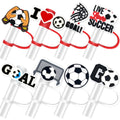 Lot de 8 capuchons de paille de football pour gobelets, 10 mm, compatibles avec les gobelets de 30 et 40 oz avec poignée, capuchons de paille pour gobelets, accessoires (football)