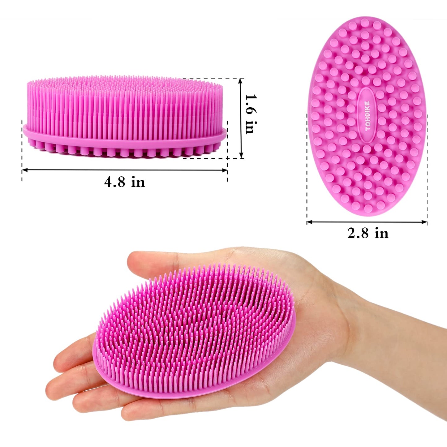 TDHDIKE Silicone Body Scrubber Loofah - Set of 3 Soft Exfoliating Body Bath Shower Scrubber Loofah Brush for Sensitive Kids Women Men All Kinds of Skin