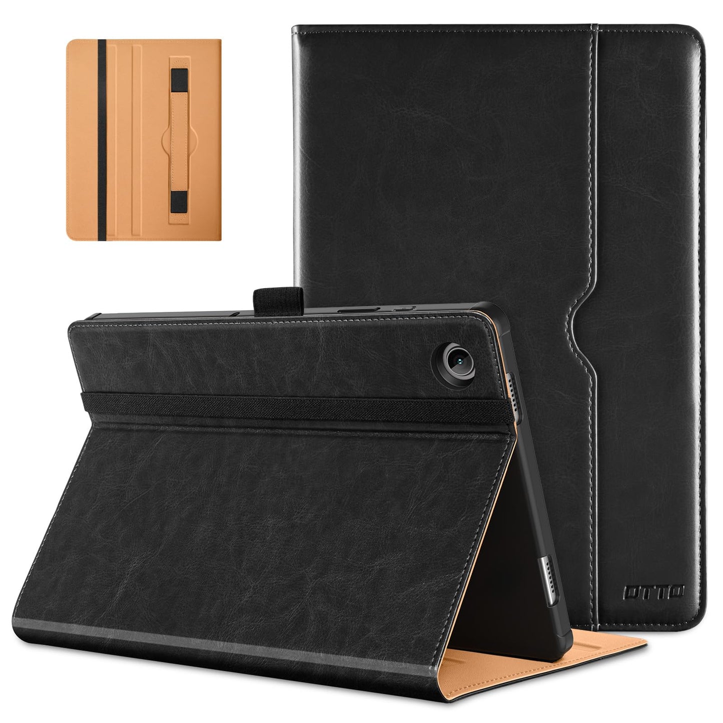 DTTO for Samsung Galaxy Tab A9 Plus 11 inch Case 2023, Premium Leather Business Folio Stand Cover with Hand Strap for Galaxy Tab A9+ 11’’ 2023 Model (SM-X210/X216/X218) - Auto Wake/Sleep, Black