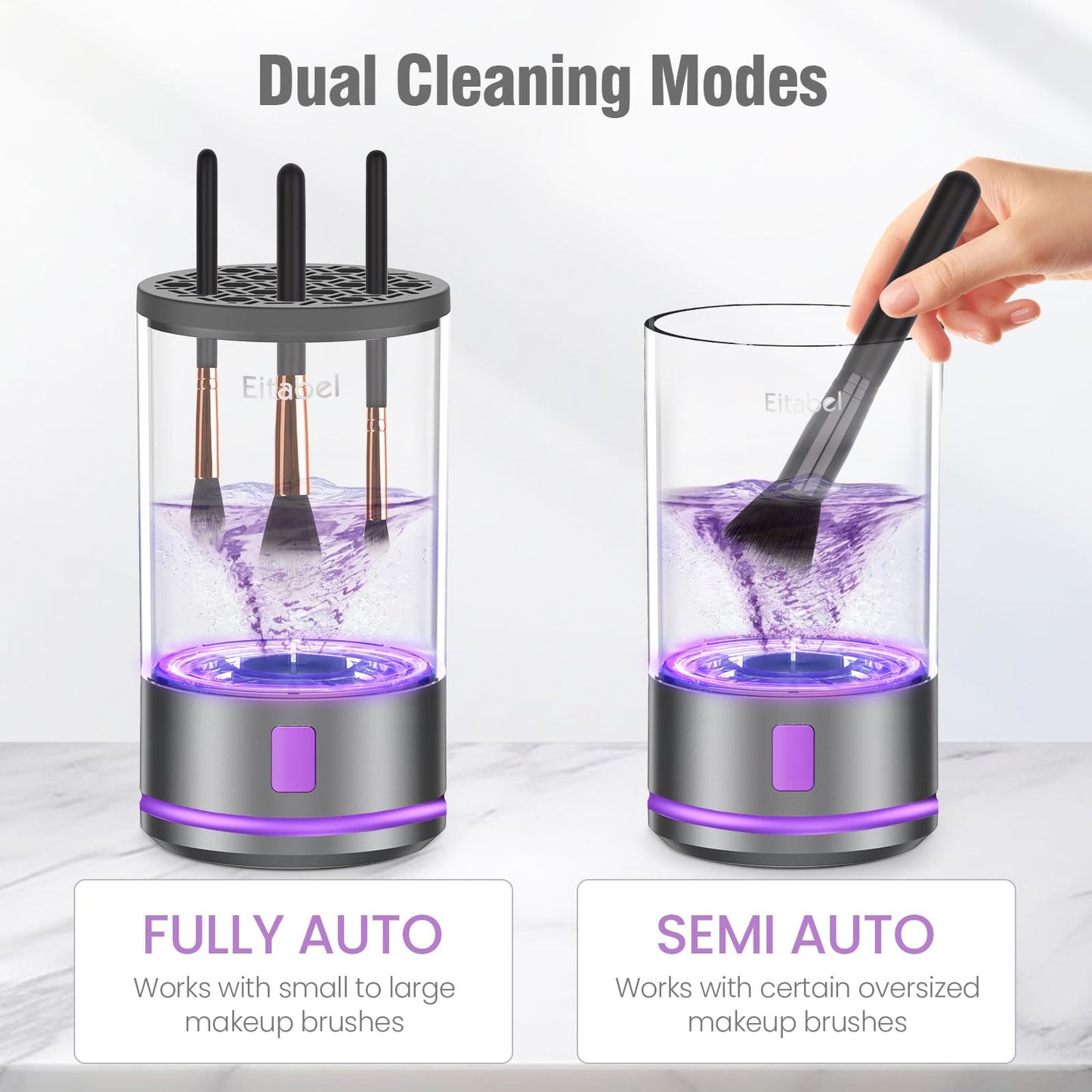 Electric Makeup Brush Cleaner Machine, 4100 RPM Make up Brush Cleaning with 1200 mAh Rechargeable Battery, Automatic Makeup Brush Cleaner with Mat For All Size Cosmetic Brushes and Sponges