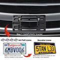 Aootf Front License Plate Bracket- Universal Bumper Mounting Kit, Car Tag Holder Adapter & Black Aluminum Plate Cover, Anti-Theft Lock Screw Bolt Caps, For US Vehicle Trailer Truck