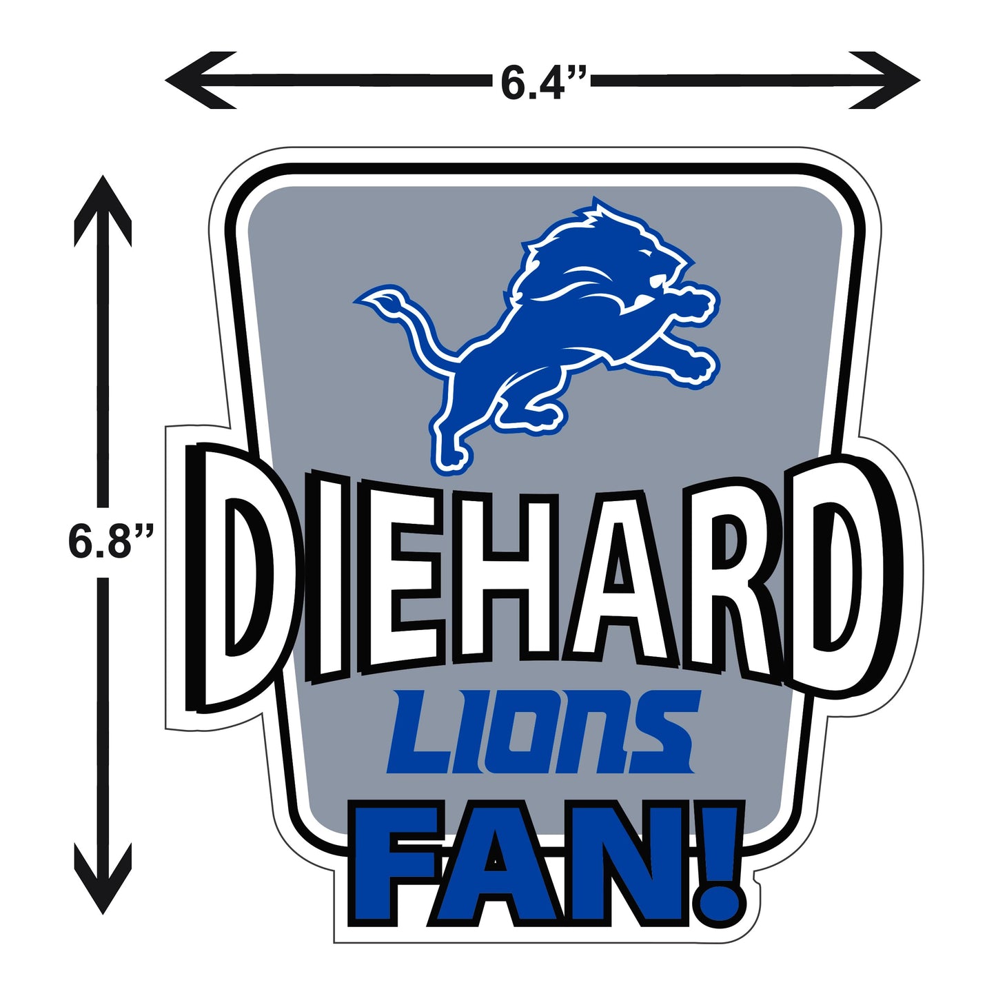 Siskiyou Sports NFL Detroit Lions Die-Hard Fan Auto Decal, Team Colors, One Size