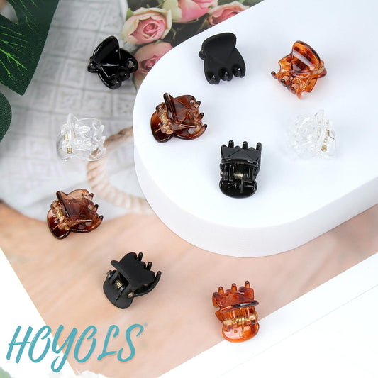 Hoyols 48pcs Mini Hair Clips, Small Hair Claw Clip for Women Girls, Black White Brown Assortment for Fine Curly Medium Thick Plastic Claw Pin-Free Bulk (Classic Color)