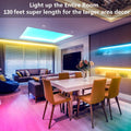 Tiras de luces LED Tenmiro de 130 pies (2 rollos de 65 pies) Tiras de luces inteligentes con control por aplicación Luces LED RGB para dormitorio, luces que cambian de color con sincronización de música para fiestas en la habitación