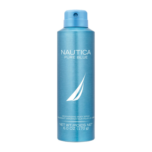 Nautica Pure Blue Deo Body Spray 6 fl oz (Pack of 1), Notes of Eucalyptus, Leather, and Vanilla, Men's Fragrance, Long Lasting, Everyday Fragrance