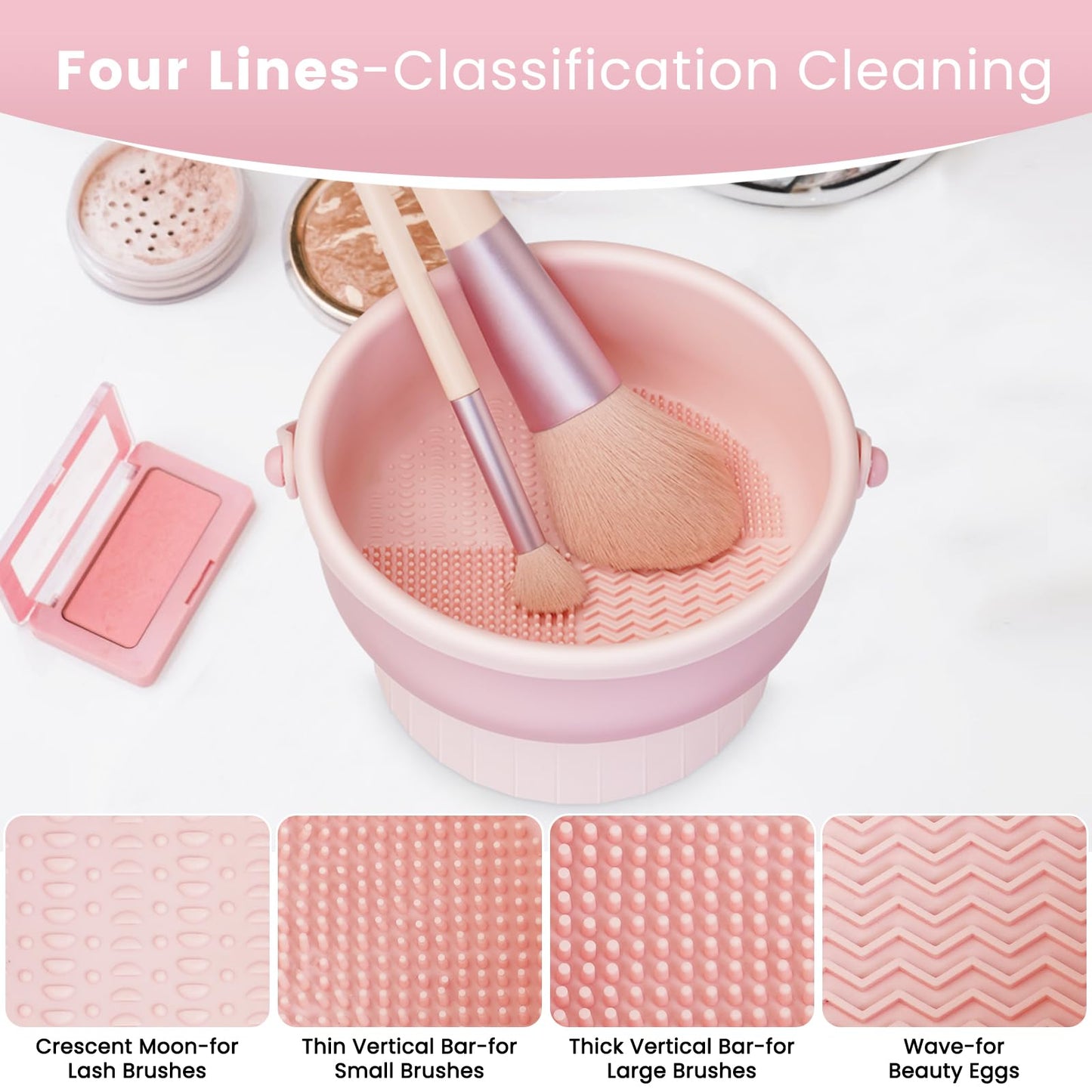 LLIBISCU Makeup Brush Cleaner, 3 in 1 Clean, Dry, Storage Makeup Brush Cleaners Mat, Environmentally Friendly Silicone Makeup Brush Cleaning Bowl, Makeup Brush Cleaner for Makeup Lovers