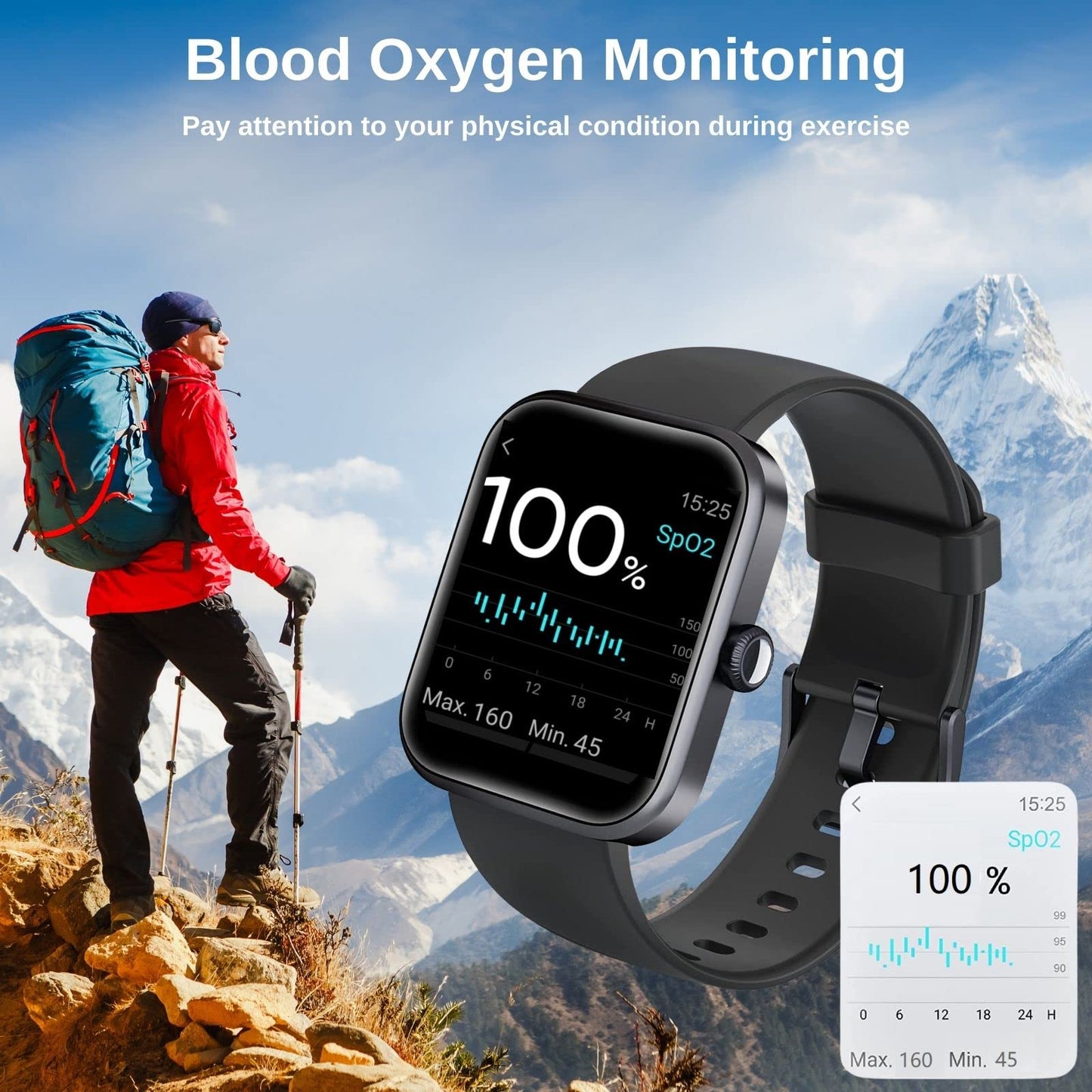 Smart Watches for Men Women,Built-in Alexa, Fitness Watch with Blood Oxygen/Heart Rate/Sleep Monitor, 100 Sport Modes, IP68 Waterproof Smart Watch for Android iOS Phones