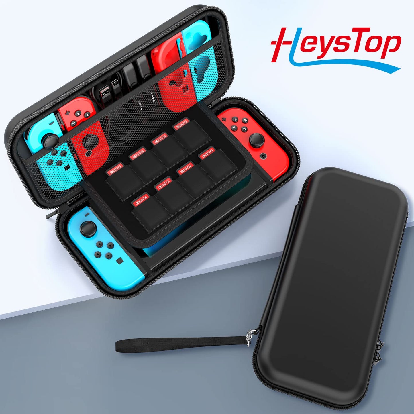 HEYSTOP Switch Case Compatible with Nintendo Switch, 9 in 1 Switch Accessories kit with Carrying Case, Dockable Protective Case, HD Screen Protector and 6pcs Thumb Grips Caps