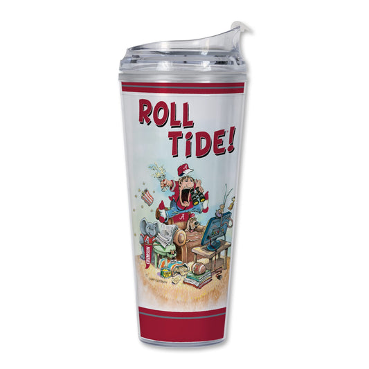 Vaso acrílico de 24 oz con tapa con bisagras de Rico Industries NCAA Alabama Crimson Tide The Fan