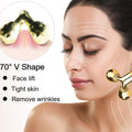 Amirce Face Massager Roller Golden 3D Roller Electric Facial Roller and T Shape Facial Roller Massager Kit Face Roller