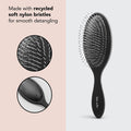 Kitsch Hair Detangler Brush - Soft Bristle Detangling Brush for Women with Curly & Straight, Dry & Wet Hair, Tangle Free, Flexible Bristles Comb, Travel-Friendly, Valentines Gift For Her - Black