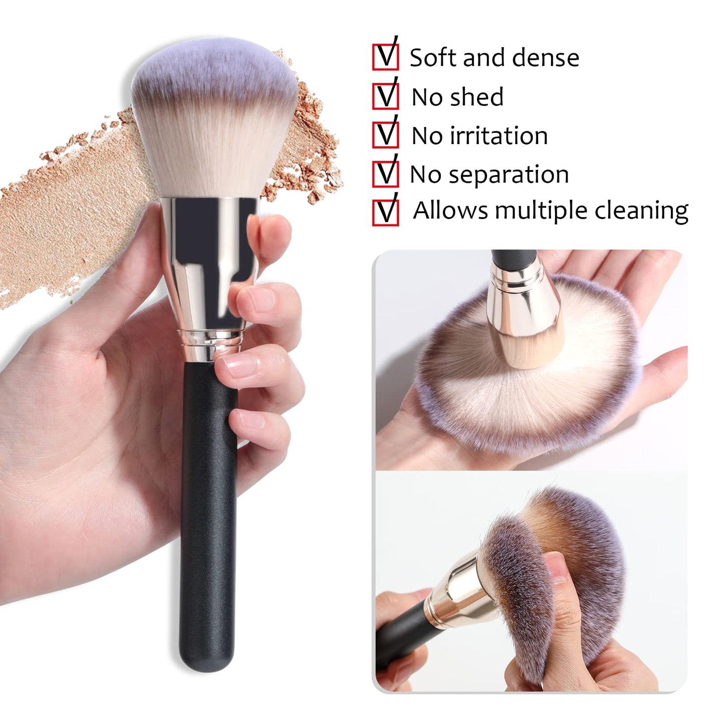 BS-MALL Makeup Brush Set 4 Pcs Premium Foundation Synthetic Powder Concealers Makeup Brushes Big Cosmetic Brushes…