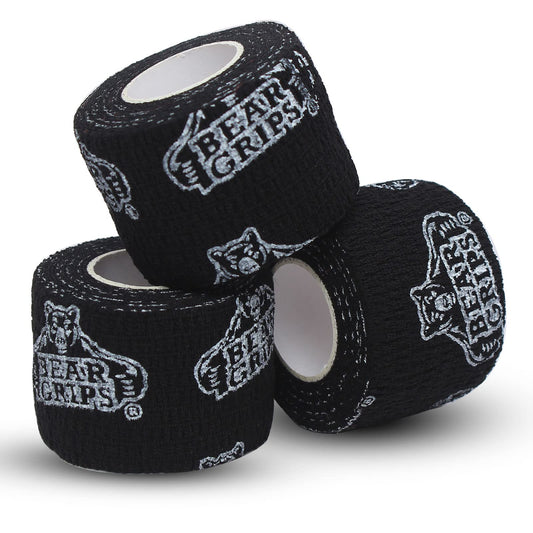 Bear Grips Weightlifting Tape | Thumb Tape, Athletic Wrist Tape, Finger Tape | Weight Lifting Tape, Sport Tape, 3-Pack | Tactical Tape, Stretchy Hand Tape, Gym Tape, WOD Tape, Hook Grip Tape | Black