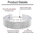 Zealmer Wide Fake Diamond Choker 8 Row White Gold Plated