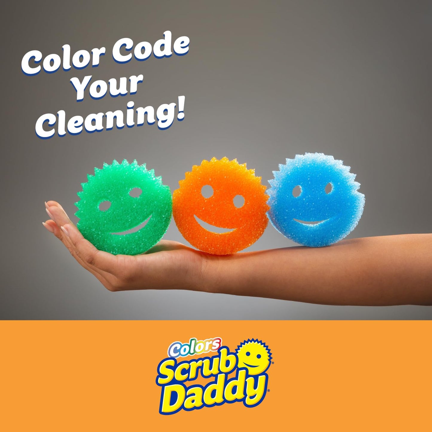 Scrub Daddy Color Sponges - Scratch-Free Multipurpose Dish Sponges for Kitchen, Bathroom + More - Household Cleaning Sponges Made with BPA-Free Polymer Foam (3 Count)