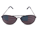 Lunettes de soleil aviateur à monture métallique avec drapeau américain Super Z Outlet (noir)