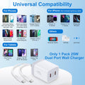 USB C Charger Block, 25W 2 Port Type C Wall Charger Fast Charging Dual PD Power Adapter Plug for iPhone 16 Pro Max 15/15 Pro/15 Pro Max/15 Plus,Samsung Galaxy S24 S23 S22 S21 S20 A15 A14 Android Phone