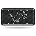 Étiquette de voiture en métal et fibre de carbone Rico Industries NFL Football Detroit Lions 6" x 12" - Idéal pour camion/voiture/SUV