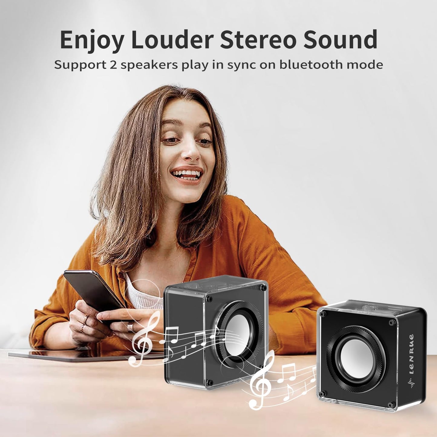 LENRUE Mini Bluetooth Speaker,Wireless Portable Speakers,5W Small Speaker with Clear Sound,Support TWS/TF Card,Lanyard Design for Hiking, Biking, Trip,Gift for Men/Women/Boys/Girls