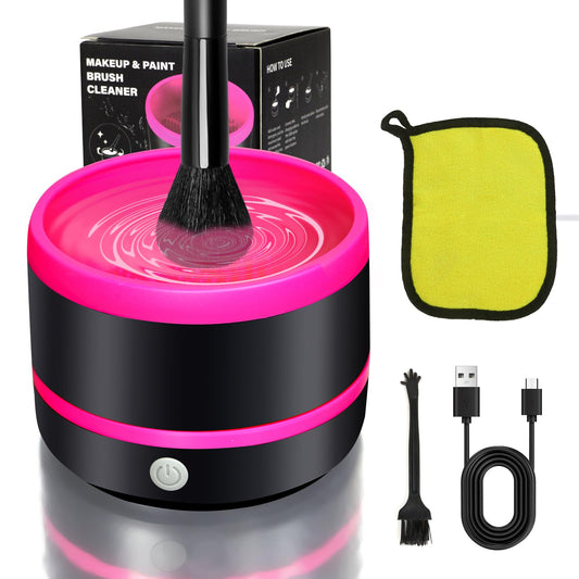 Electric Makeup Brush Cleaner Machine, Automatic Spinning Cosmetic Brushes Cleaner Cleanser for All Size Beauty Makeup Brush Set Travel Portable for Women, Girls