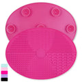 Makeup Brush Cleaner Mat Silicone Brush Cleaning Mat Big Size Make Up Brush Clean Pad with Suction Cup for Makeup Brush Cleaning (Hot Pink)