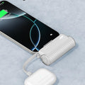 sharge Flow Mini Portable Charger, 5000mAh Small Power Bank with Changeable Plugs and Built in Cable, Dual Output USB-C External Battery Compatible with iPhone 16/15/14/13, iPad, Galaxy S24/23 Ultra