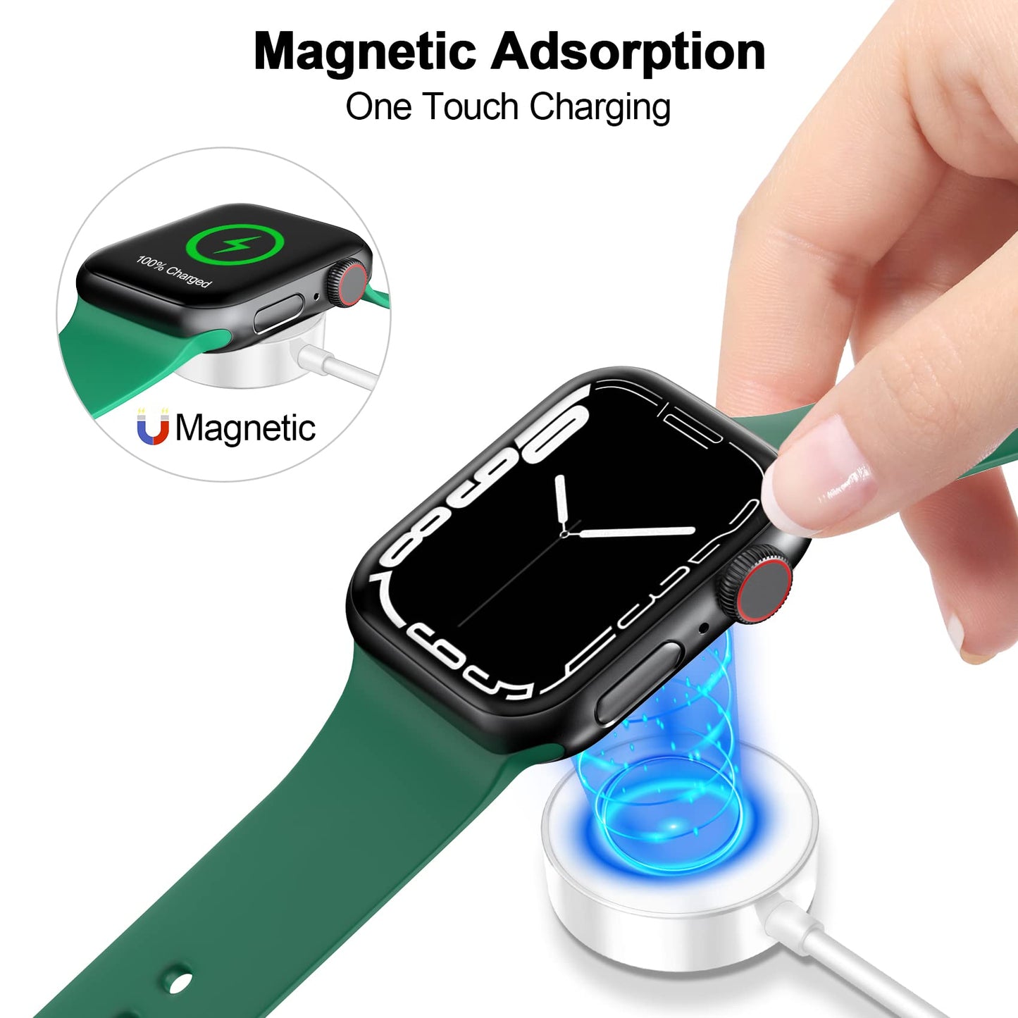 𝟐𝟎𝟐𝟒 𝐔𝐩𝐠𝐫𝐚𝐝𝐞𝐝 for Apple Watch Charger Magnetic Fast Charging Cable [Portable] Magnetic Wireless Charging Compatible with iWatch Series Ultra/10/9/8/7/6/SE/5/4/3/2-[3.3FT] White