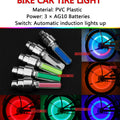 YUERWOVER - Paquete de 4 luces LED para rueda de bicicleta, tapa de válvula de neumático de coche, reflector de luz de flash para neumático de bicicleta, accesorios para niños, hombres y mujeres con 10 baterías adicionales (azul)