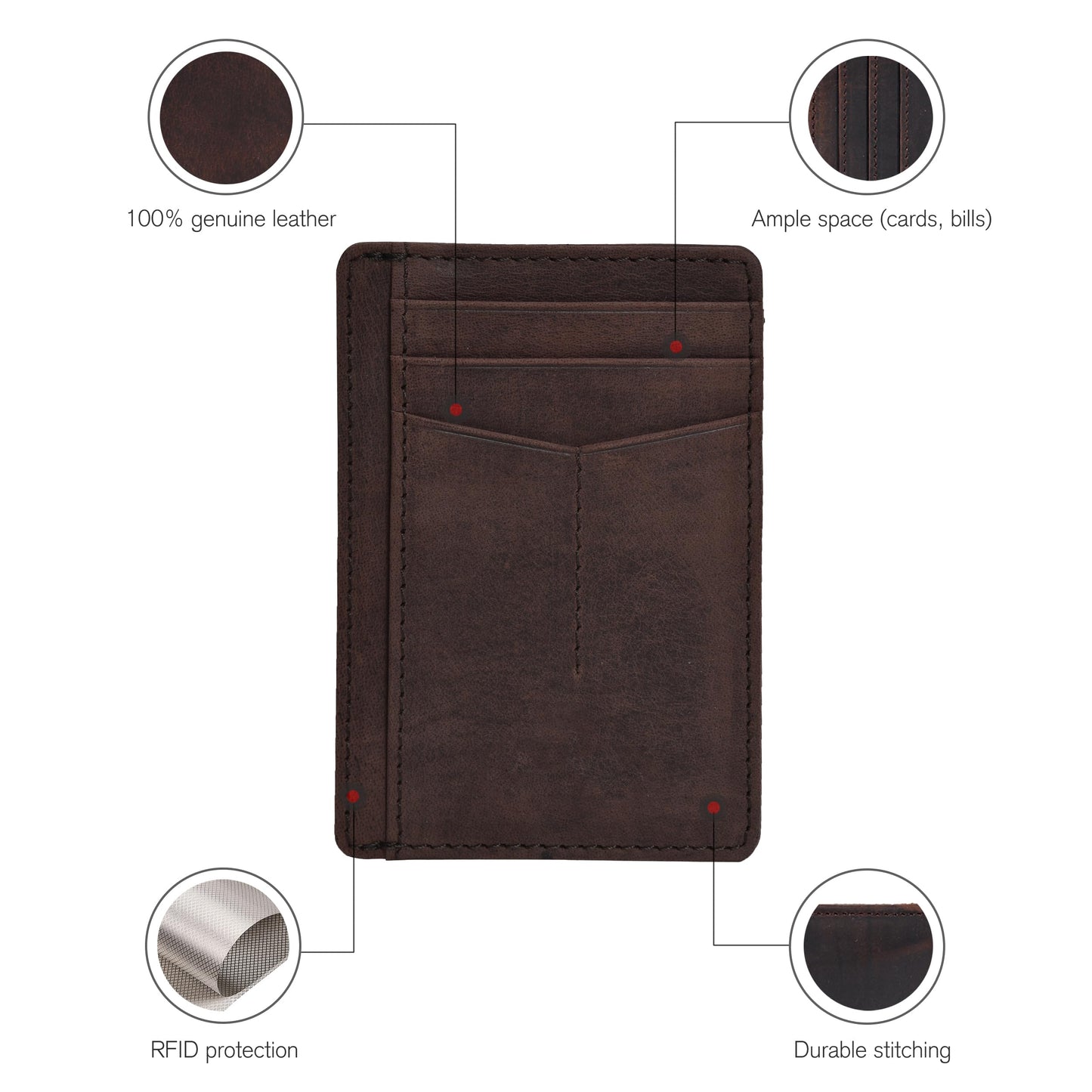 RFID Front Pocket Slim Wallets- Genuine Leather Handmade Minimalist Credit Card Holder By Clifton Heritage