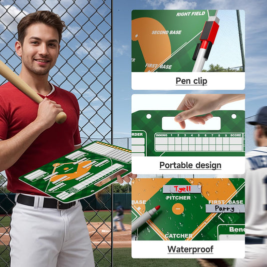 POVZCV Magnetic Baseball Lineup Board for Dugout, Double-Sided Baseball Dry Erase Coaching Broad with 30pcs Baseball Lineup Cards and Erasable Pen, Baseball Coaching Accessories