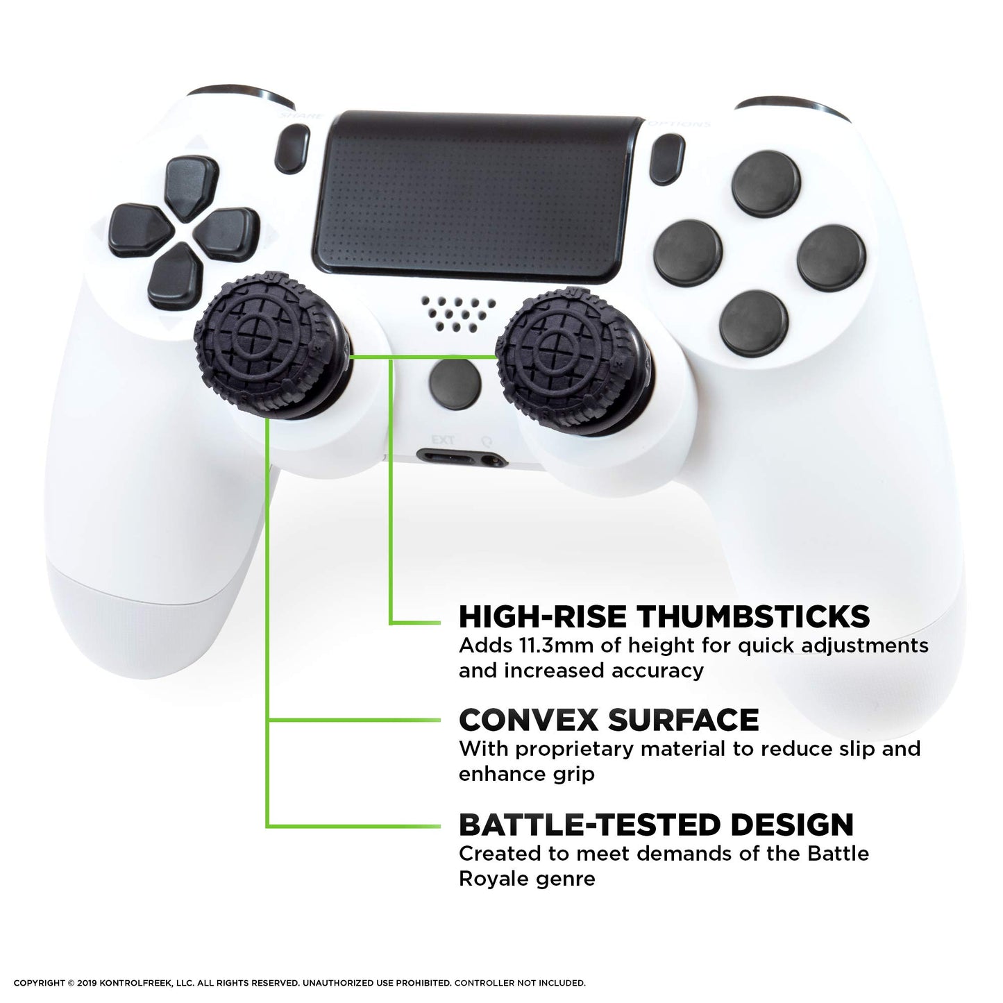 KontrolFreek FPS Freek Battle Royale Nightfall for PlayStation 4 (PS4) and PlayStation 5 (PS5) | Performance Thumbsticks | 2 High-Rise Convex Black