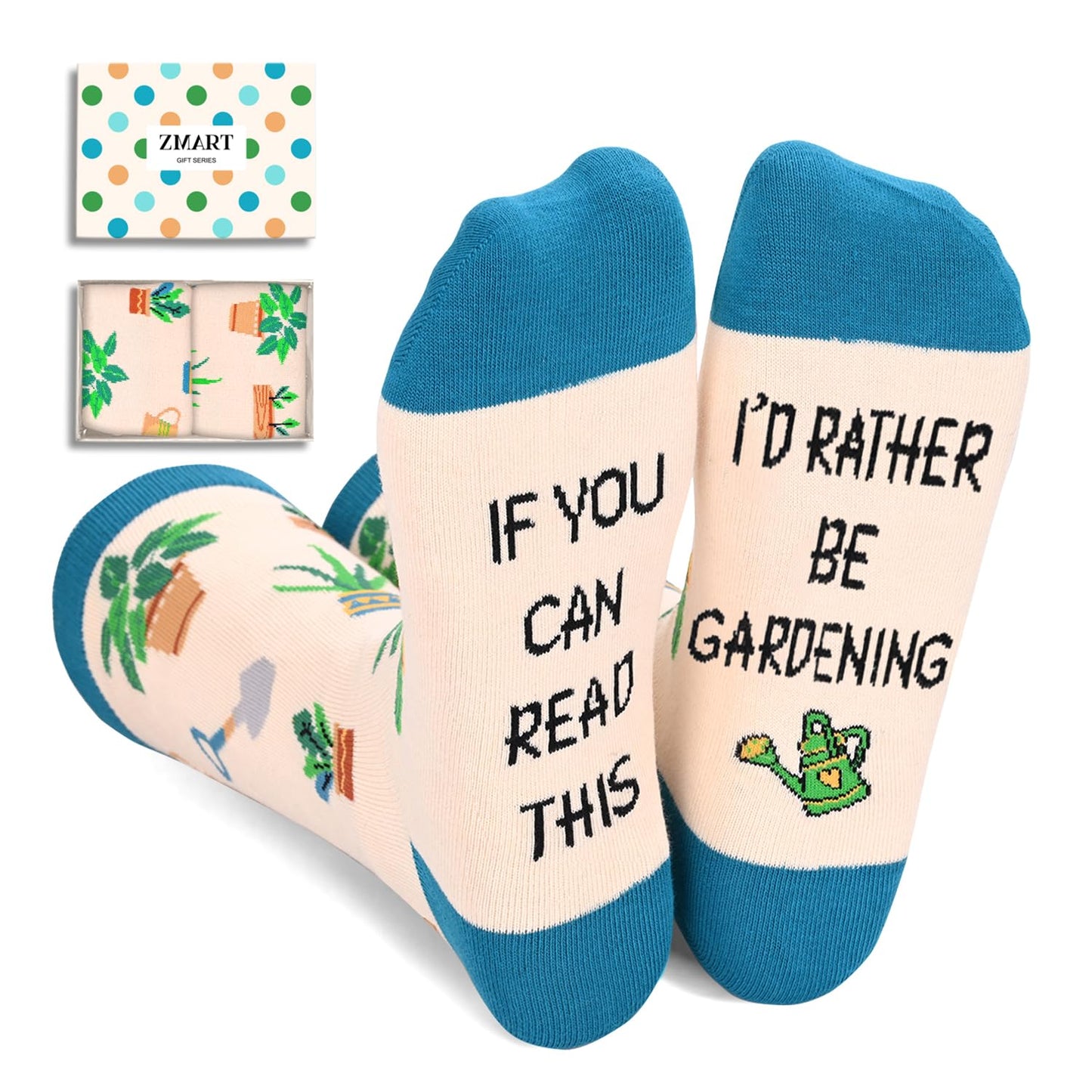 Zmart Plant Socks Unique Gardening Gifts for Women Teen Girls - Gardening Gifts For Gardeners, Gardening Socks, Nature Socks, Plant Lady Socks