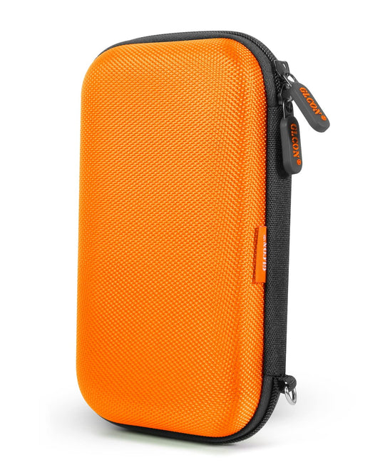 Orange Shockproof Hard EVA Carrying Case Travel Pouch for External Hard Drive, Power Bank, Cell Phone, Cable, Cord - Portable Small Electronic Accessories Organizer Storage Zipper Pouch