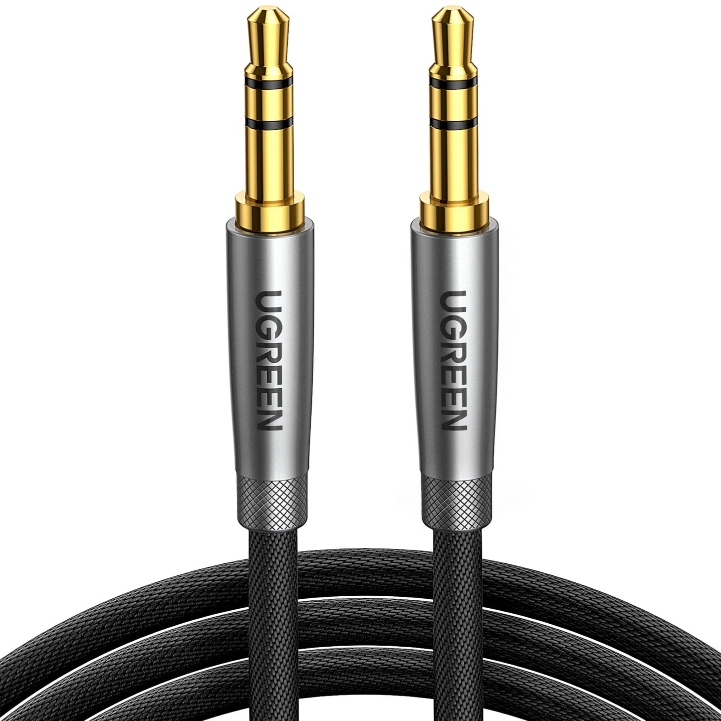 UGREEN Câble audio 3,5 mm en nylon tressé - Câble auxiliaire mâle vers mâle - Son stéréo Hi-Fi pour écouteurs, voiture, maison, haut-parleurs, tablettes - Compatible avec iPhone, iPad, iPod, Echo, plus de 3 m