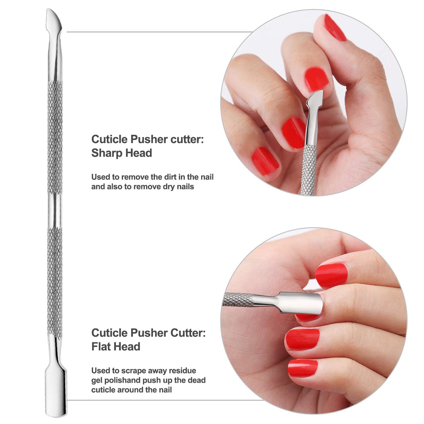 Cuticle Trimmer with Cuticle Pusher and Cutter-YINYIN Cuticle Remover Nippers Professional Stainless Steel Cutter Clippers,Pedicure Manicure Tools for Fingernails Toenails(Silver)