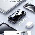 Portable Charger, 42800mAh Power Bank Built-in Cable, PD 22.5w Fast Charging Powerbank, External Battery Pack with 6 Outputs & 2 Inputs, Travel Phone Charger Compatible for iPhone,Samsung,Google