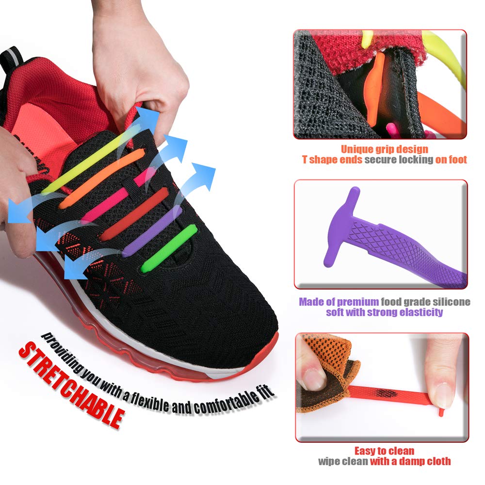 HOMAR No Tie Shoelaces for Kids Adults Stretch Elastic Tieless No Tie Shoe Laces