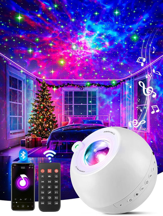 Projecteur d'étoiles et de galaxie, projecteur de galaxie 15 couleurs pour chambre à coucher, 15 lumières d'étoiles à bruit blanc pour projecteur de plafond, projecteur d'étoiles Bluetooth pour enfants, projecteur de lumière de galaxie à distance