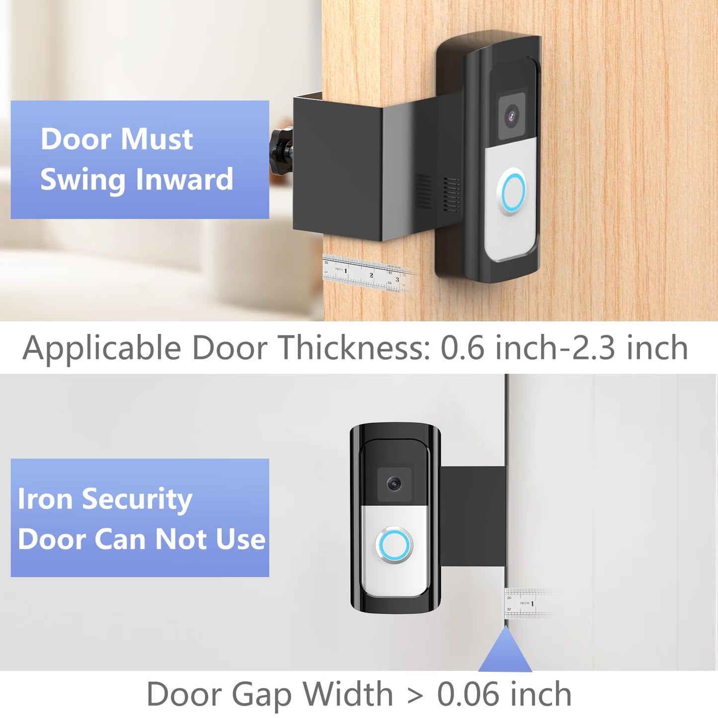 Anti-Theft RingDoorbell Video Doorbell Mount, NO-Drill Mounting Bracket Compatible with Video Doorbell 2/ (2020 Release)/ Battery Doorbell Plus/Pro Wireless, Kits for Houses, Apartment(Black)