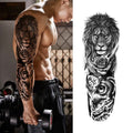 PADOUN Animal Temporary Tattoo Sleeve, 8-Sheet Large Temporary Tattoos Women Full Sleeve Temporary Tattoos, Wolf Lion Tiger Tattoos for Adults Men Waterproof Black