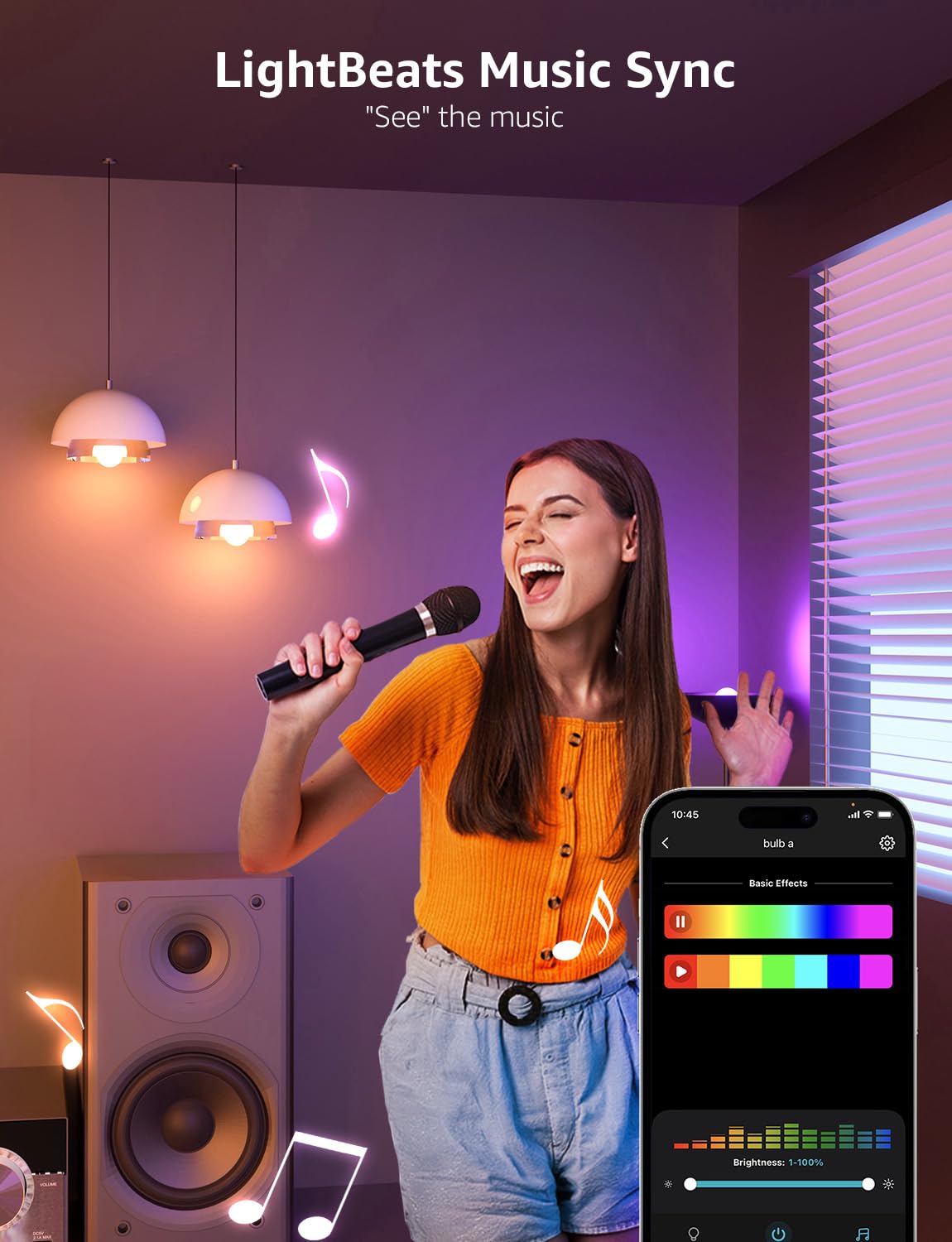 Bombillas inteligentes Lepro B1 AI: bombilla LED que cambia de color RGBWW con WiFi y Bluetooth compatible con Alexa y Google Assistant, iluminación generada por IA, control de voz por IA, sincronización de música, solo 2,4 GHz, 2 paquetes