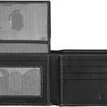 Timberland Men's Leather Wallet with Attached Flip Pocket, Black (Cloudy), One Size