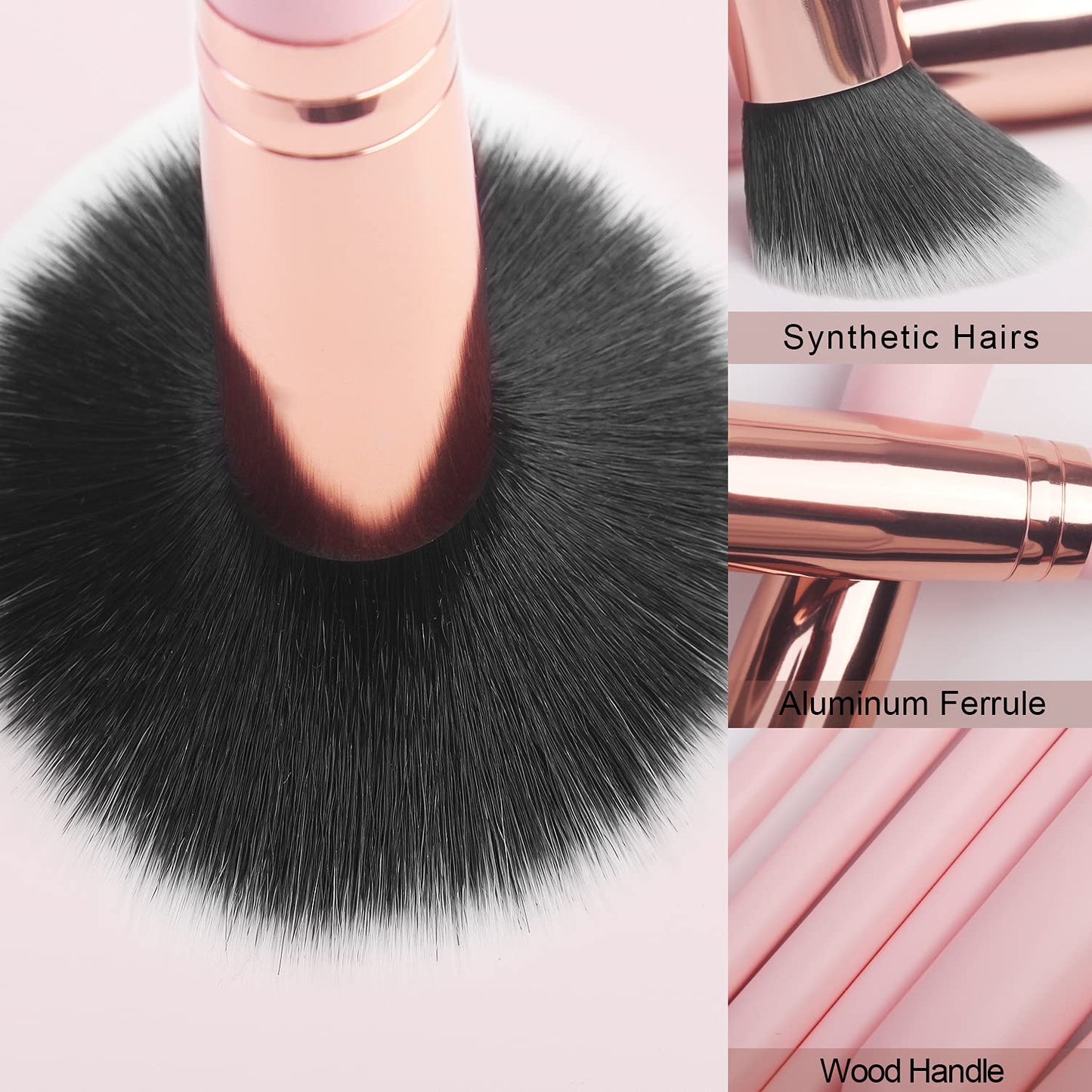 Real Perfection Makeup Brush Set 16 Pcs with 1 Eyebrow Razor Premium Synthetic Foundation Powder Concealers Eyeshadow Blush Makeup Brushes Make up Brushes Kit (Pink)