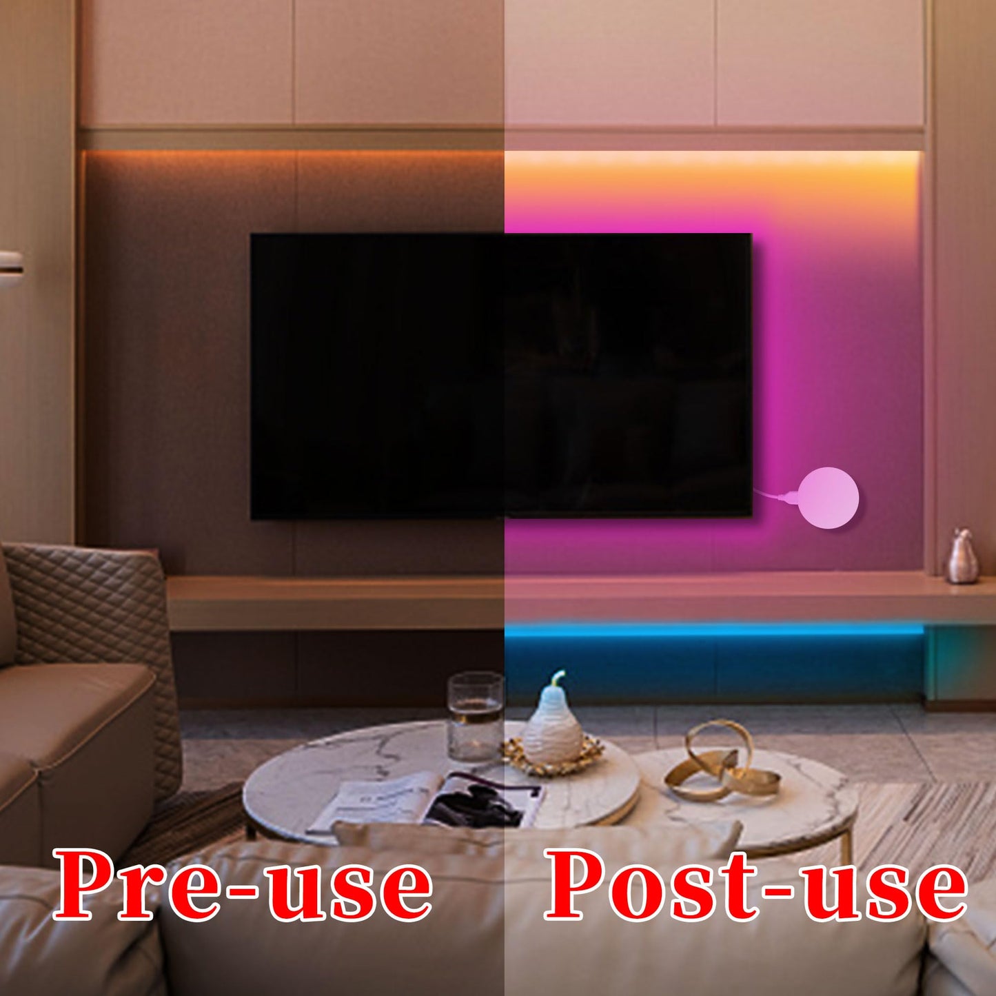 Lumières LED pour chambre à coucher, bandes lumineuses LED RVB de 25 pieds avec télécommande IR à 44 touches, bande lumineuse LED intelligente avec support adhésif, luminosité réglable, contrôle par application pour décoration de fête de chambre à coucher